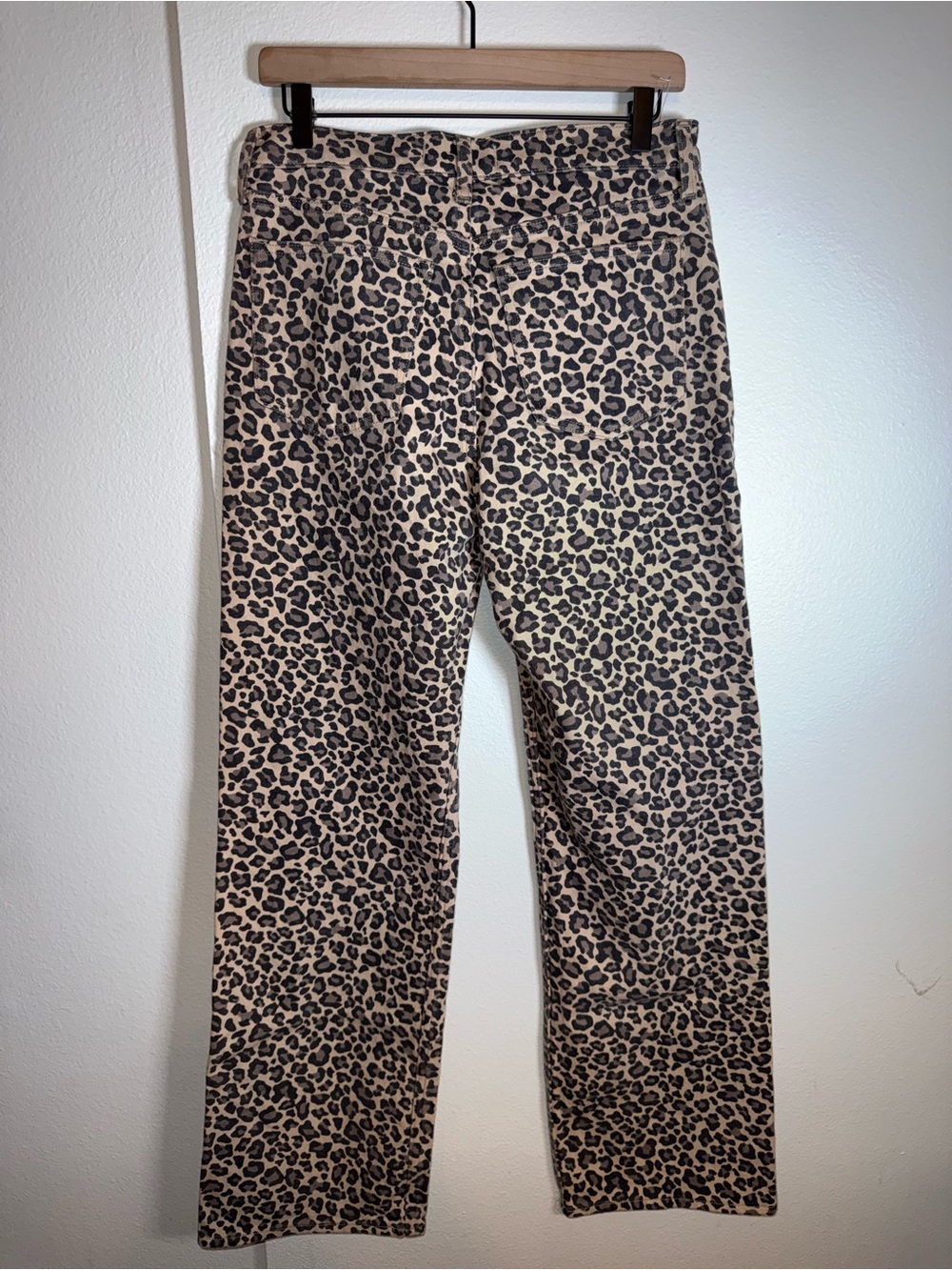 ABERCROMBIE & FITCH Leopard Print Wide Leg High-Rise Jeans in Beige and Black 28 - Picture 5 of 5